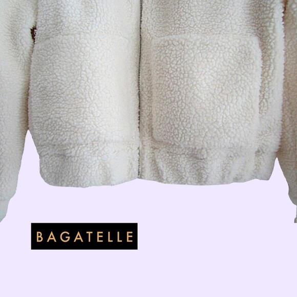 BAGATELLE Collection NEW Indie Faux Shearling Patch Pockets Zip Jacket M - Picture 4 of 12